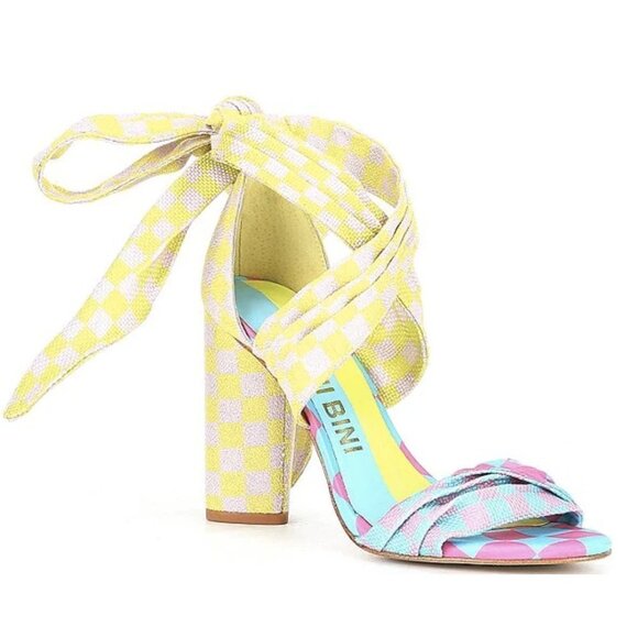 Gianni Bini Shoes - NEW Gianni Bini Astraahh Checkered Ankle Wrap Block Heel Sandals Sz. 6